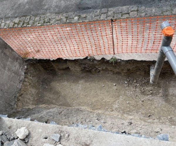 Fouilles réalisées pour les fondations d'un ouvrage en béton armé à Rouen.